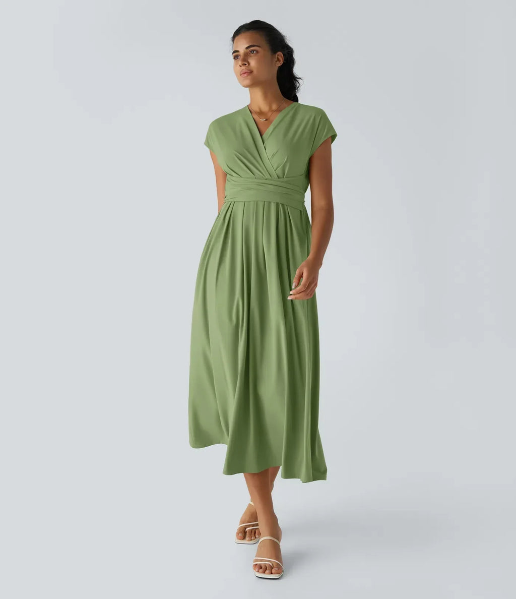 Abito Midi Donna Leggero – Scollo a V, Vita Elastica e Vestibilità Svasata - immagine 11