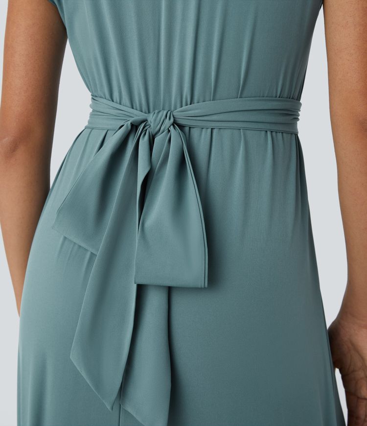 Abito Midi Donna Leggero – Scollo a V, Vita Elastica e Vestibilità Svasata - immagine 5