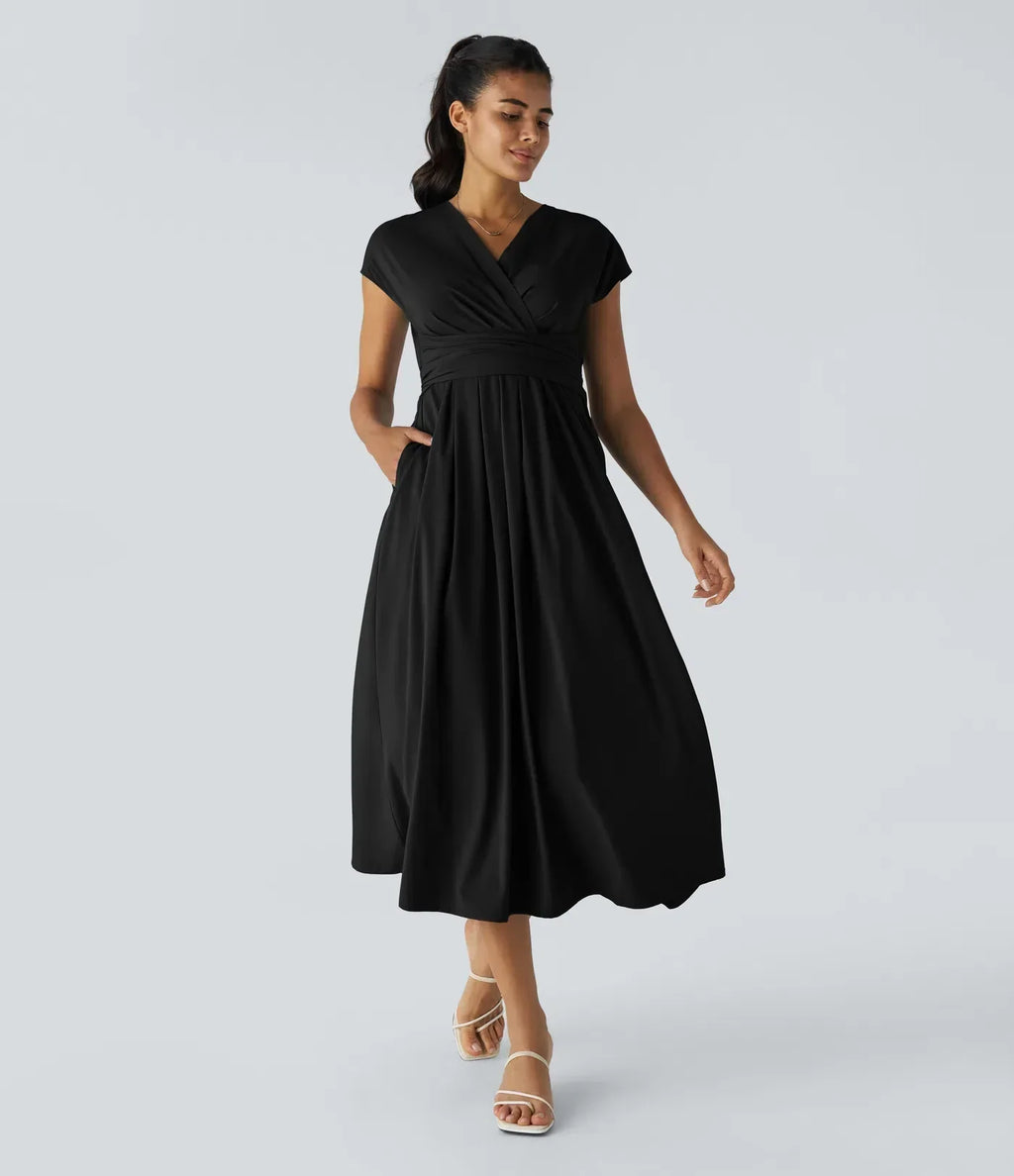 Abito Midi Donna Leggero – Scollo a V, Vita Elastica e Vestibilità Svasata - immagine 13