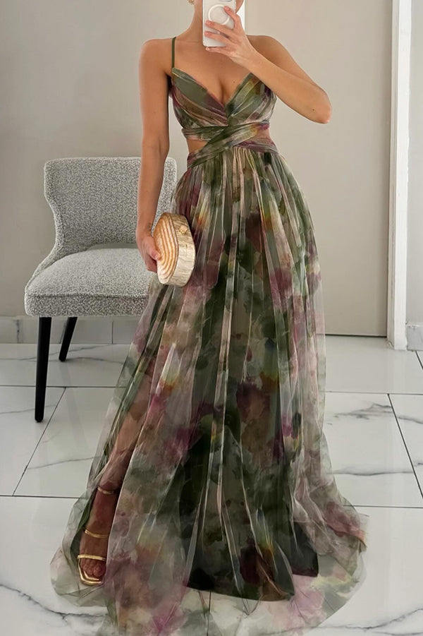 Abito Lungo Donna in Mesh Floreale – Busto Aderente e Gonna Sovrapposta - immagine 8