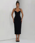 Abito Midi Donna Collo Halter – Vestibilità Strutturata e Spacco sulla Schiena - immagine 1